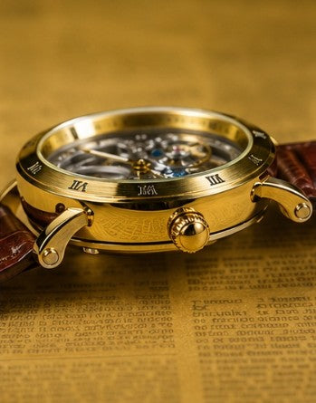 Luxe vault black skeleton tourbillion 42mm watch