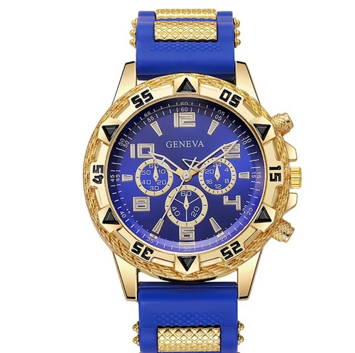 Gold and white geneva watch