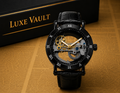 Luxe vault black skeleton tourbillion 42mm watch